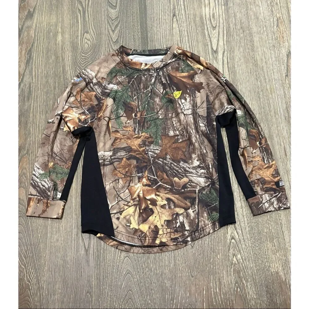 Scent Blocker Youth Boys Realtree Hunting Shirt Long Sleeve Camo Brown Size L